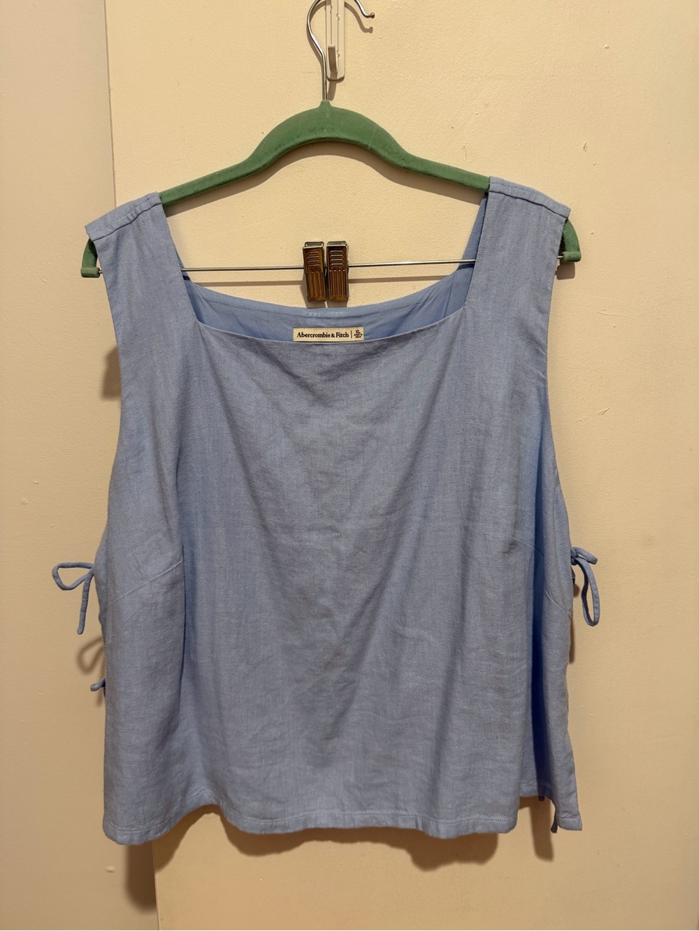 Abercrombie & Fitch Light Blue Linen Blend Sleeveless Side-Tie Top